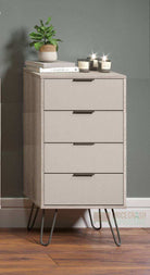 Core Products Augusta 4 Drawer Narrow Chest of Drawers in Driftwood & Calico - Price Crash Furniture