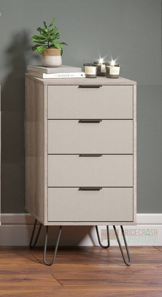 Core Products Augusta 4 Drawer Narrow Chest of Drawers in Driftwood & Calico - Price Crash Furniture