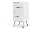 Core Products Augusta 4 Drawer Narrow Chest of Drawers in White - Price Crash Furniture
