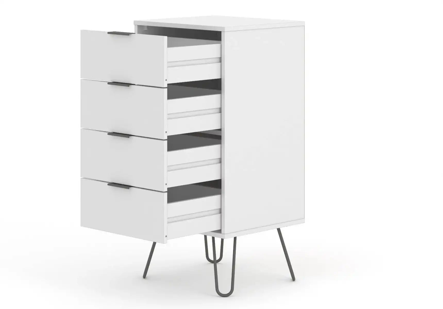 Core Products Augusta 4 Drawer Narrow Chest of Drawers in White - Price Crash Furniture