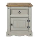 Core Products Corona Grey Washed 1 Door, 1 Drawer Bedside Cabinet Table Unit - Price Crash Furniture