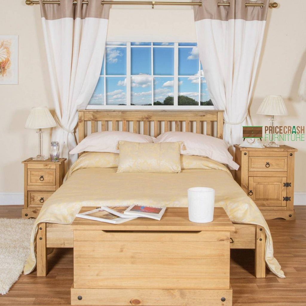 Corona Capri 4'6" Lowend Double Bed Frame in Waxed Pine - Price Crash Furniture