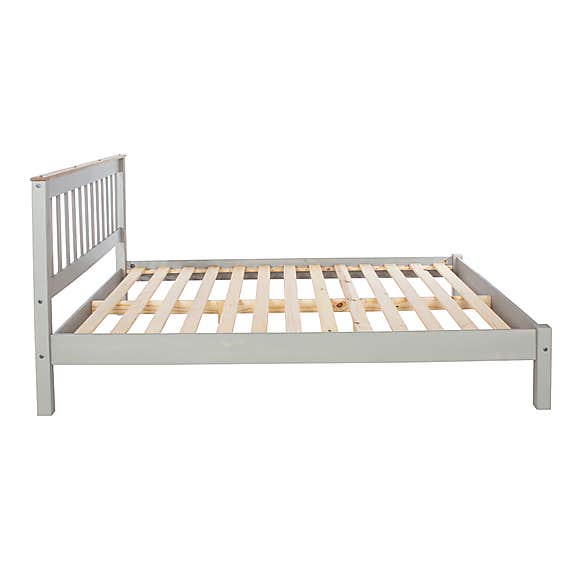 Corona Grey Washed Pine 4ft 6" Low End Double Bed - Price Crash Furniture