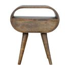 Curved Grey Washed Circular Bedside Table in Solid Mango Wood - Price Crash Furniture
