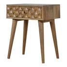 Diamond Carved Bedside Table with 1 Drawer - Price Crash Furniture