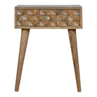 Diamond Carved Bedside Table with 1 Drawer - Price Crash Furniture