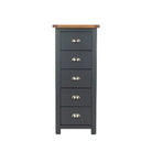 Dunkeld - 5 drawer narrow chest in midnight Blue with natural lacquer wood top - Price Crash Furniture