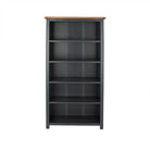 Dunkeld - tall bookcase in midnight Blue with natural lacquer wood top - Price Crash Furniture