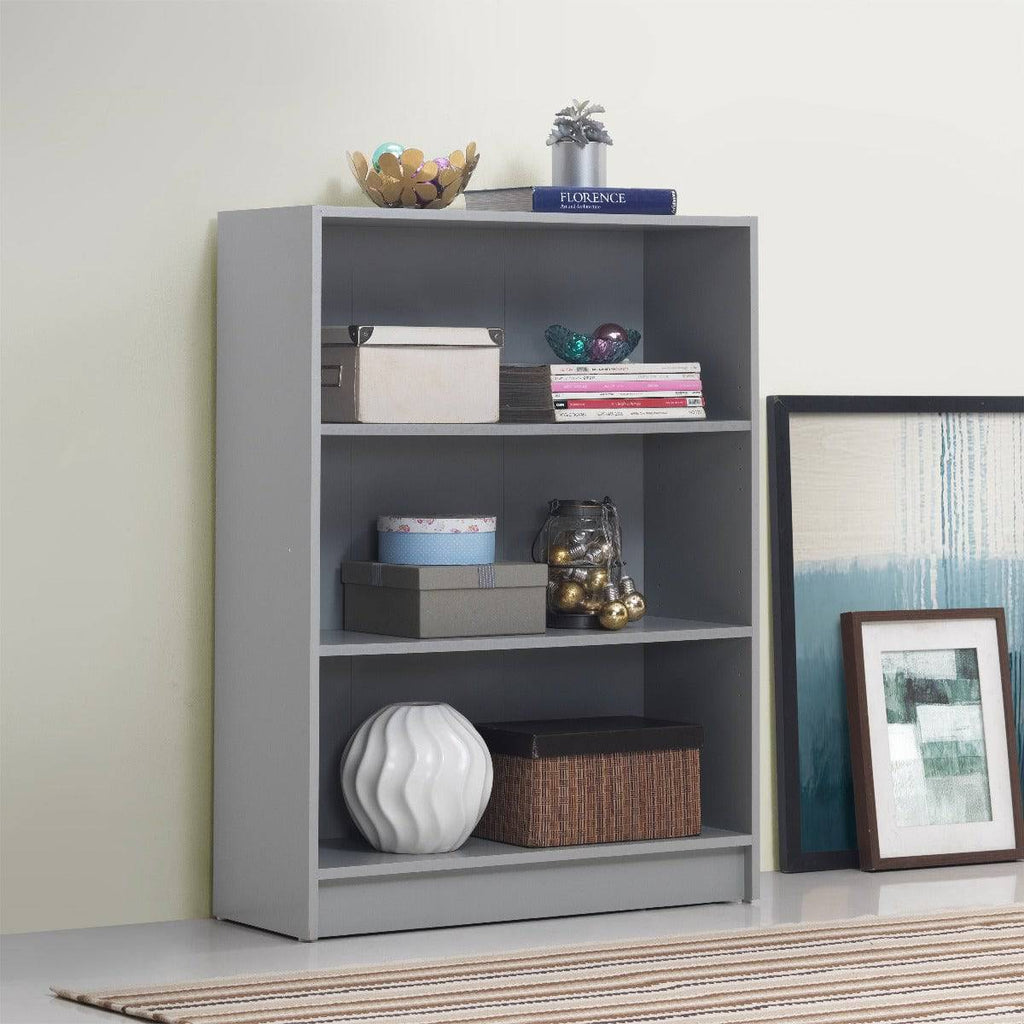 Essentials Bookcase Low Wide in Grey by TAD - Price Crash Furniture