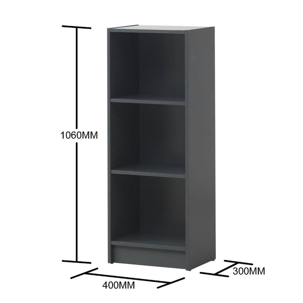 Essentials Bookcase Medium Narrow in Dark Grey by TAD - Price Crash Furniture
