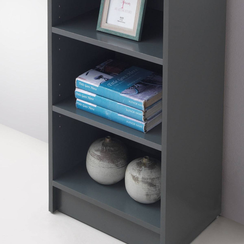 Essentials Bookcase Small Narrow in Dark Grey by TAD - Price Crash Furniture