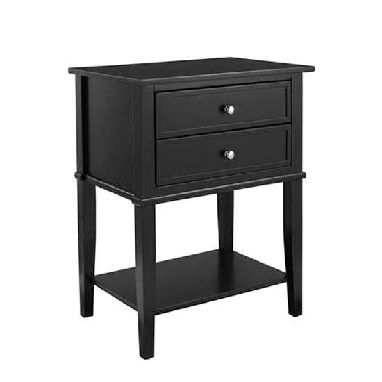 Franklin 2 Drawer Side Table Bedside Cabinet in Black by Dorel - Price Crash Furniture