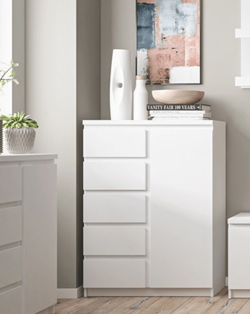 Fribo 1 Door 5 Drawer Chest Of Drawers Cabinet Storage Unit In Alpine 