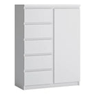 Fribo 1 Door 5 Drawer Chest of Drawers Cabinet Storage Unit in Alpine White - Price Crash Furniture