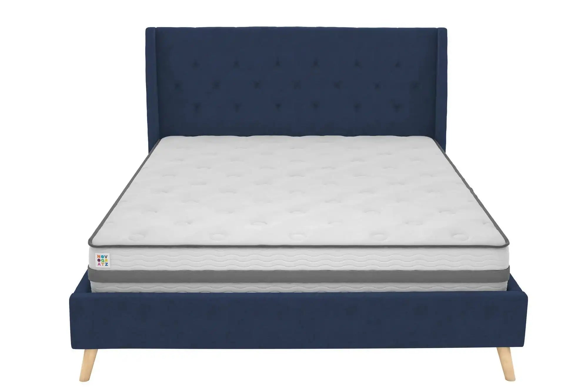 Her Majesty Linen King Size Bed - in Blue by Dorel - Price Crash Furniture