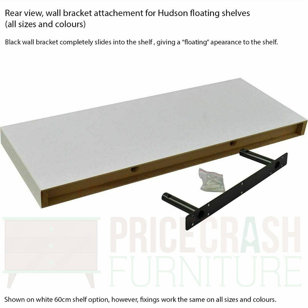Hudson Gloss Black 90cm Floating Shelf Kit by Core - Price Crash Furniture