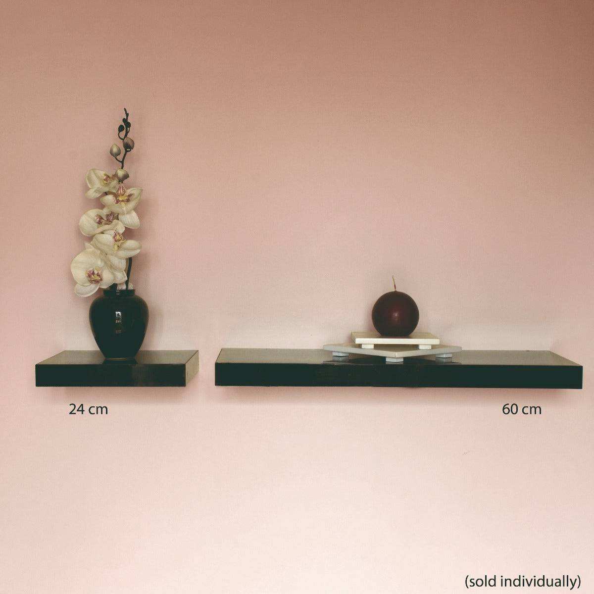Hudson Gloss Black 90cm Floating Shelf Kit by Core - Price Crash Furniture