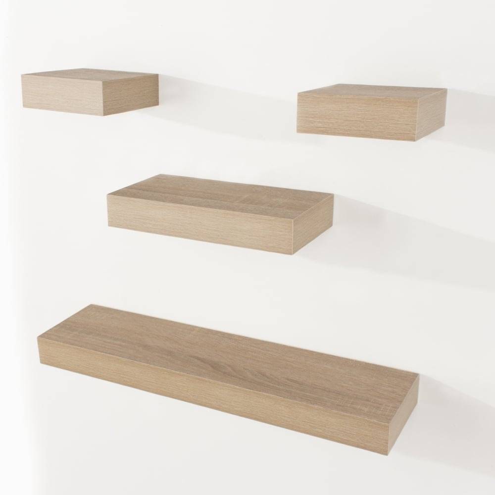 Hudson Oak 4 Piece Wall Shelf Set by Core - Price Crash Furniture