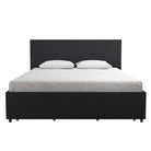 Kelly Linen Double Bed with 4 Drawer Storage - in Dark Grey by Dorel - Price Crash Furniture