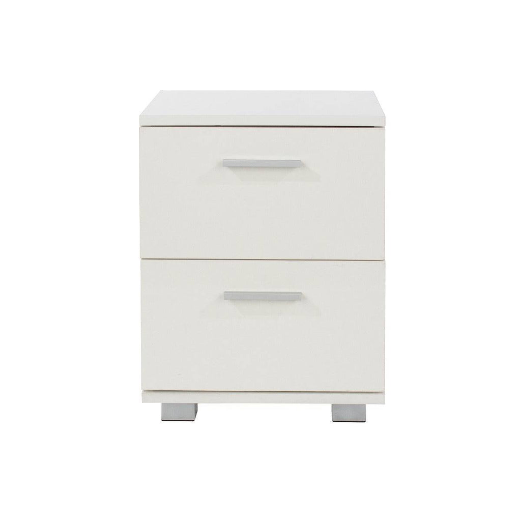 Lido - White high gloss 2 drawer compact bedside cabinet - Price Crash Furniture