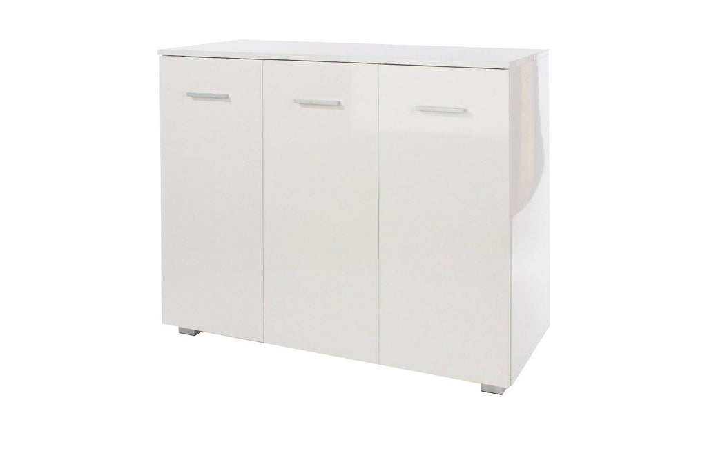 Lido - White high gloss 3 door compact sideboard - Price Crash Furniture