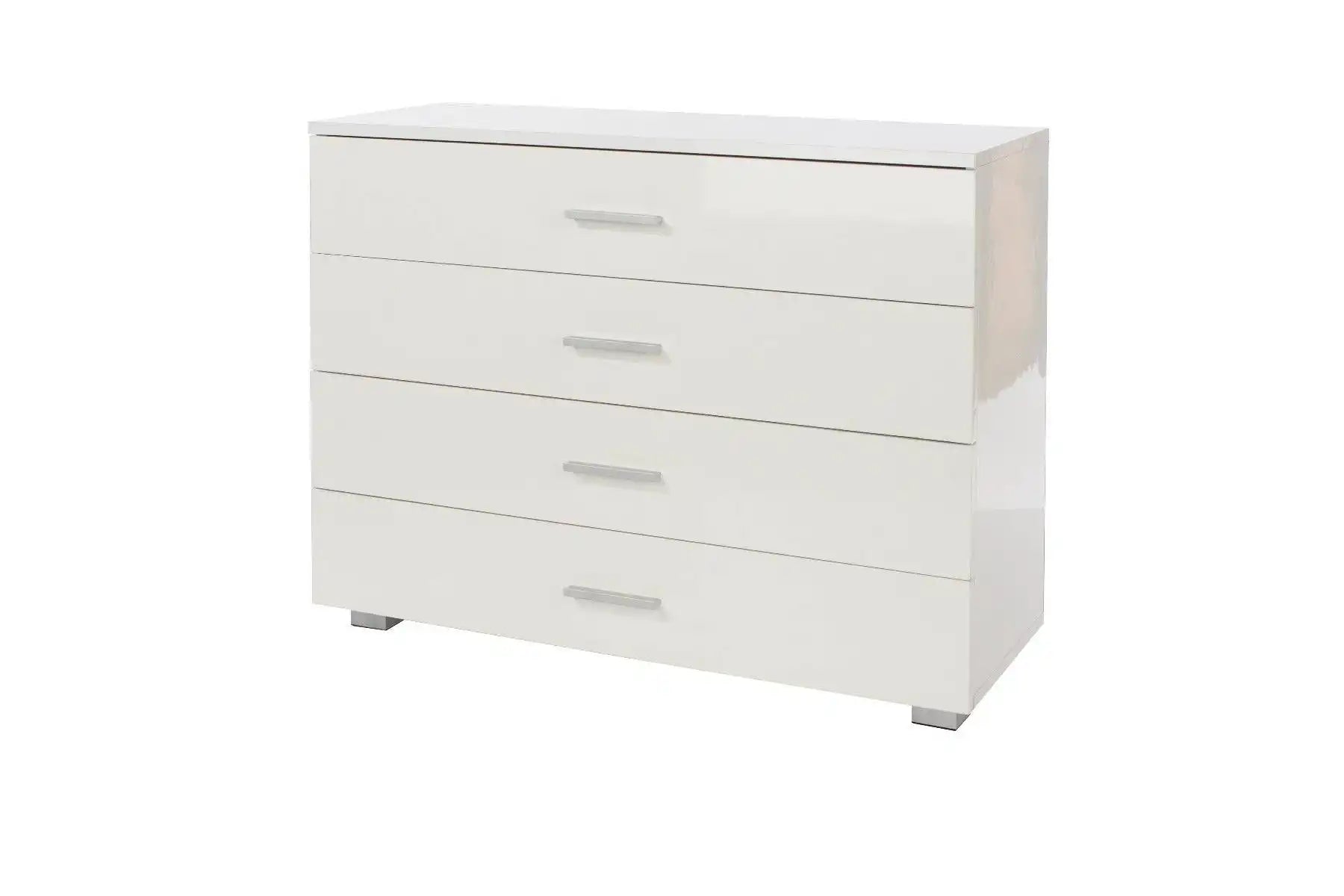 Lido - White high gloss compact 4 drawer chest - Price Crash Furniture