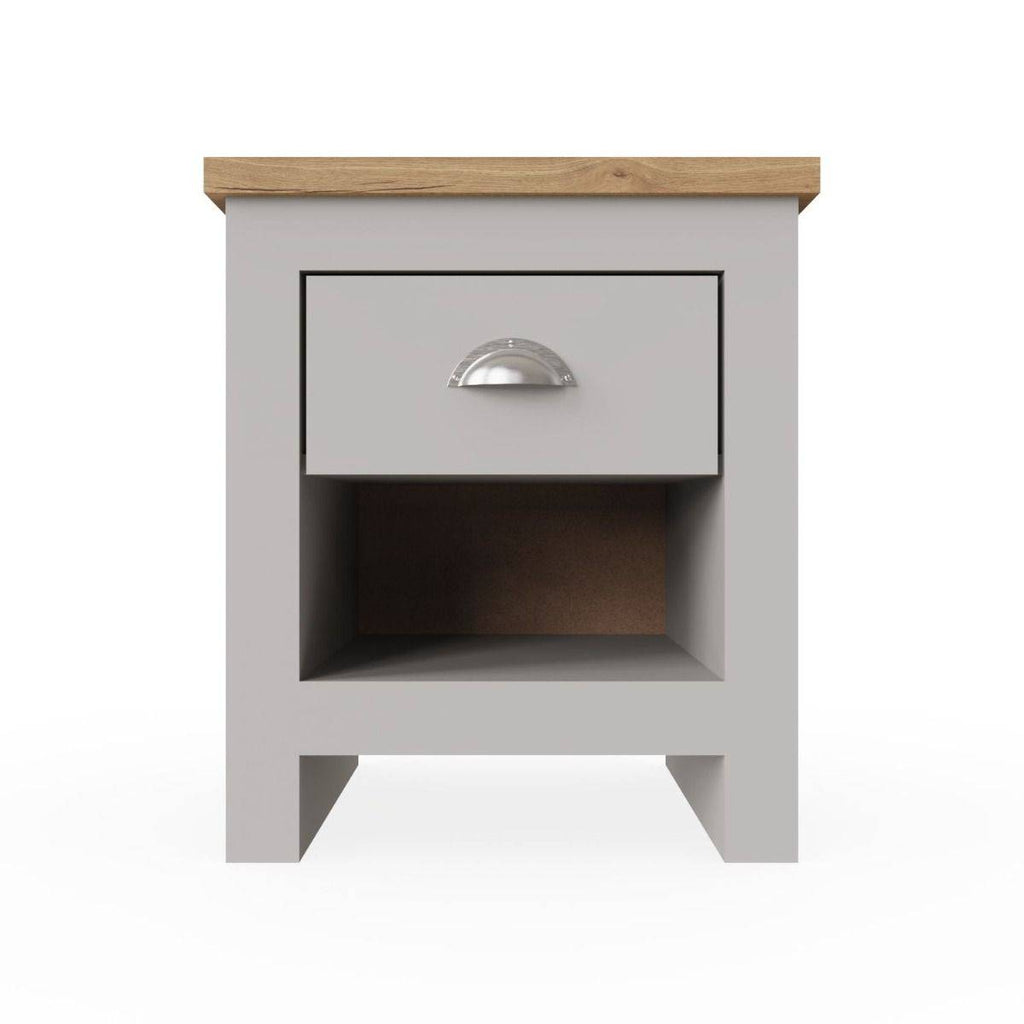 Lisbon 1 drawer bedside table / lamp table by TAD in Grey - Price Crash Furniture