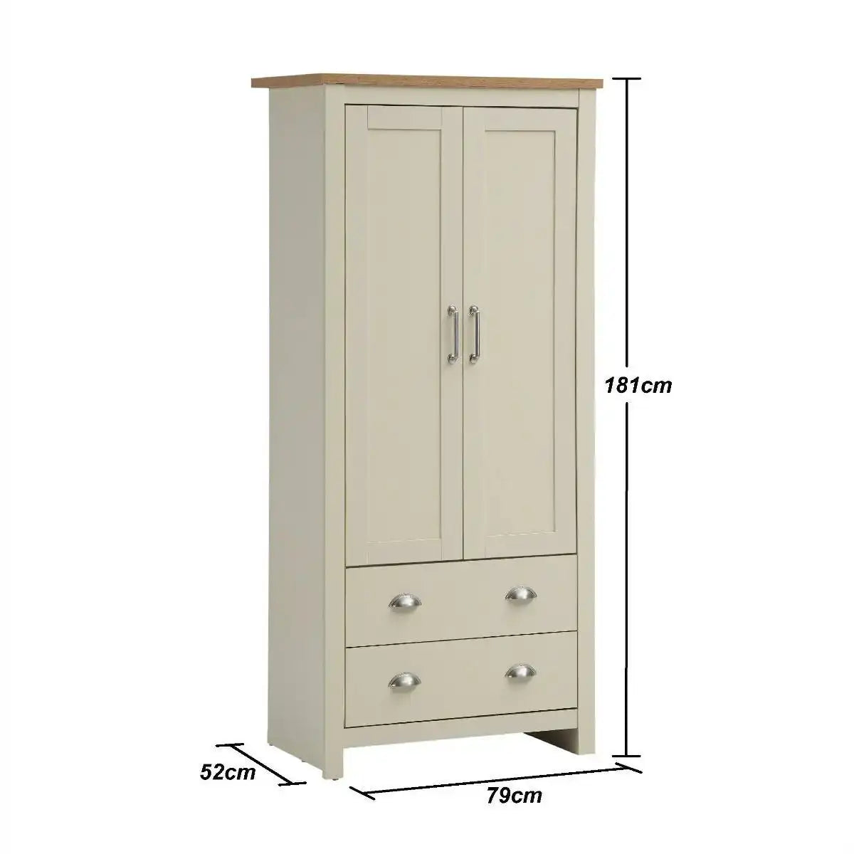 Lisbon 2 Piece Bedroom Set: 2 door wardrobe + 1 drawer bedside table - Price Crash Furniture