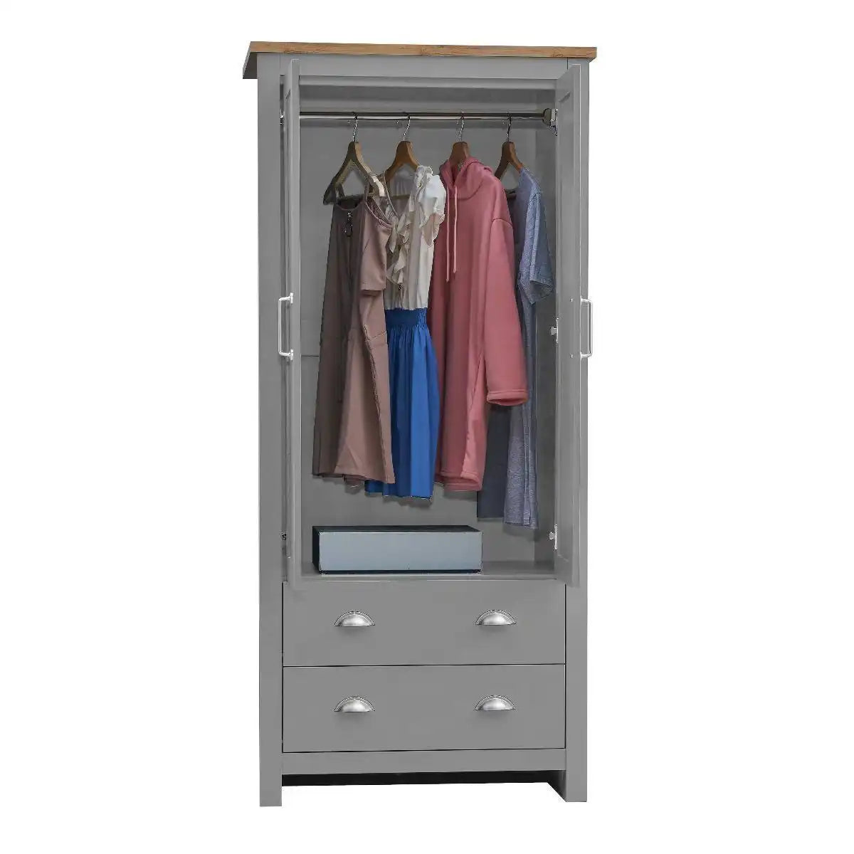 Lisbon 3 Piece Bedroom Set: 2 door wardrobe 7 drawer chest 2 drawer bedside - Price Crash Furniture