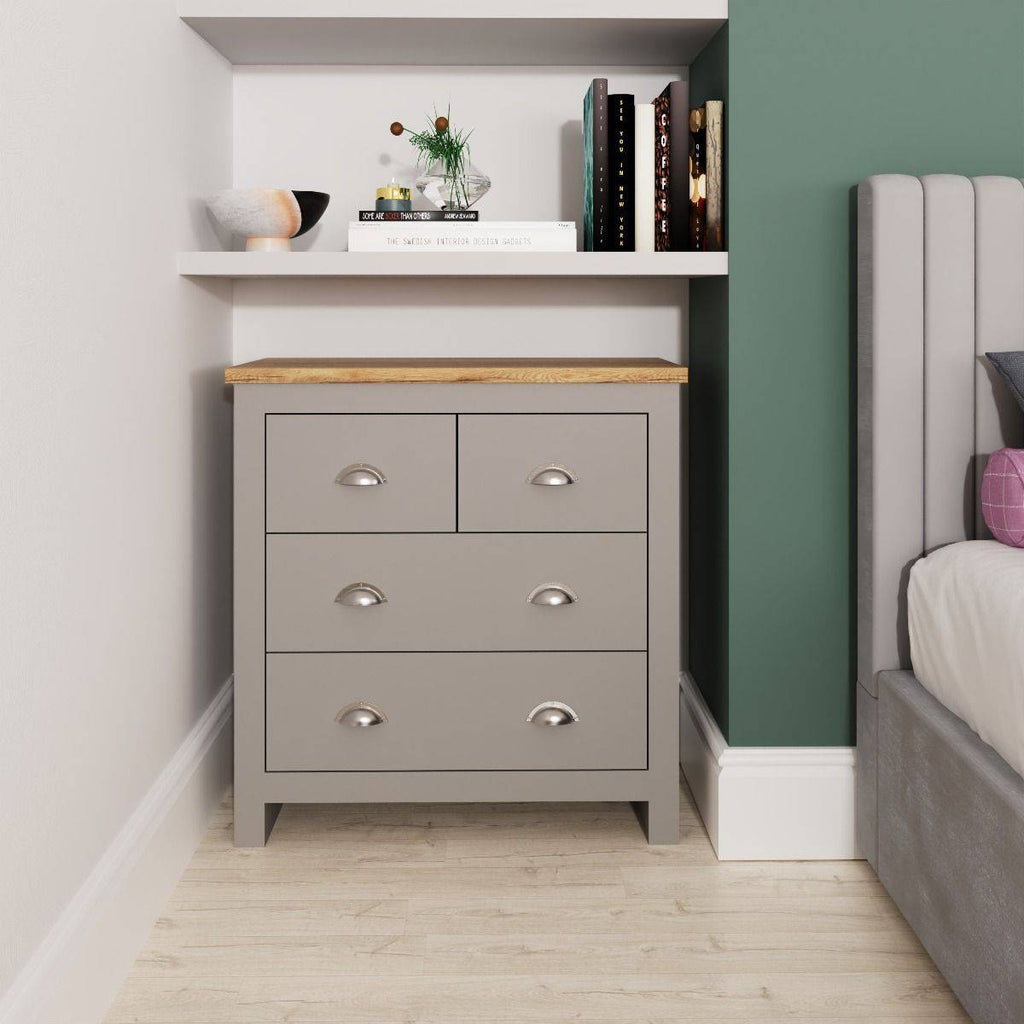 Lisbon 4 drawer chest of drawers by TAD in Grey - Price Crash Furniture