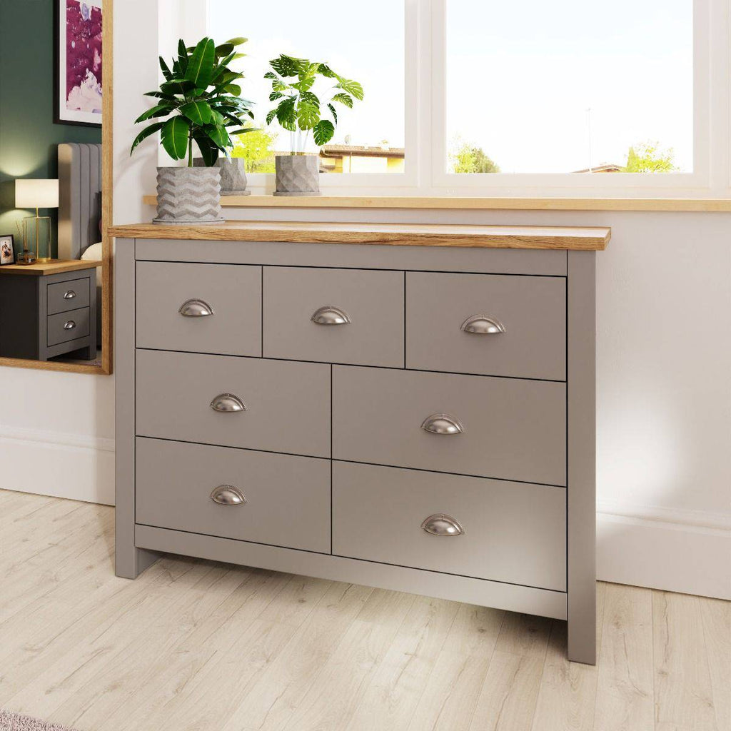 Lisbon 7 drawer chest of drawers by TAD in Grey - Price Crash Furniture