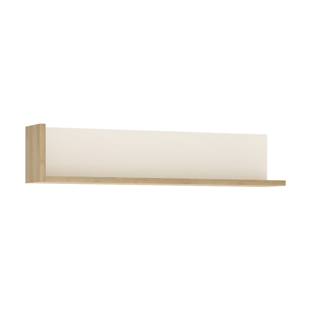 Lyon 120cm Wall Shelf In Riviera Oak/White High Gloss - Price Crash Furniture