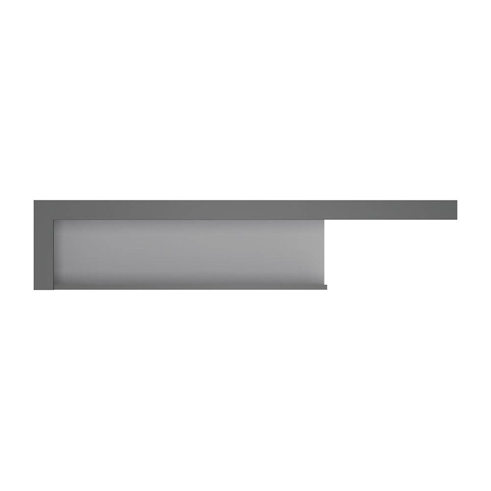 Lyon 130cm Wall Shelf In Platinum/Light Grey Gloss - Price Crash Furniture