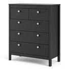 Madrid Shaker Style (3+2) 5 Drawer Chest of Drawers Unit in Matt Black - Price Crash Furniture
