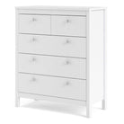Madrid Shaker Style 3+2 5 Drawer Chest of Drawers Unit in White - Price Crash Furniture