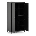 Madrid Tall Wardrobe with 2 Doors in Matt Black - Price Crash Furniture
