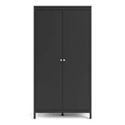 Madrid Tall Wardrobe with 2 Doors in Matt Black - Price Crash Furniture