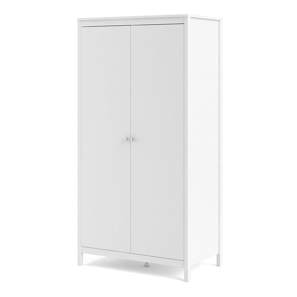 Madrid Tall Wardrobe with 2 Doors in White - Price Crash Furniture