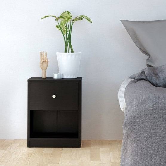 May Bedside Cabinet with 1 Drawer in Black - Price Crash Furniture
