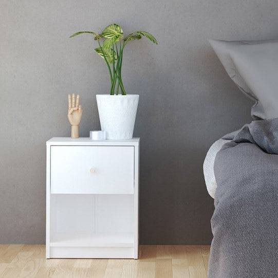 May Bedside Cabinet with 1 Drawer in Grey - Price Crash Furniture