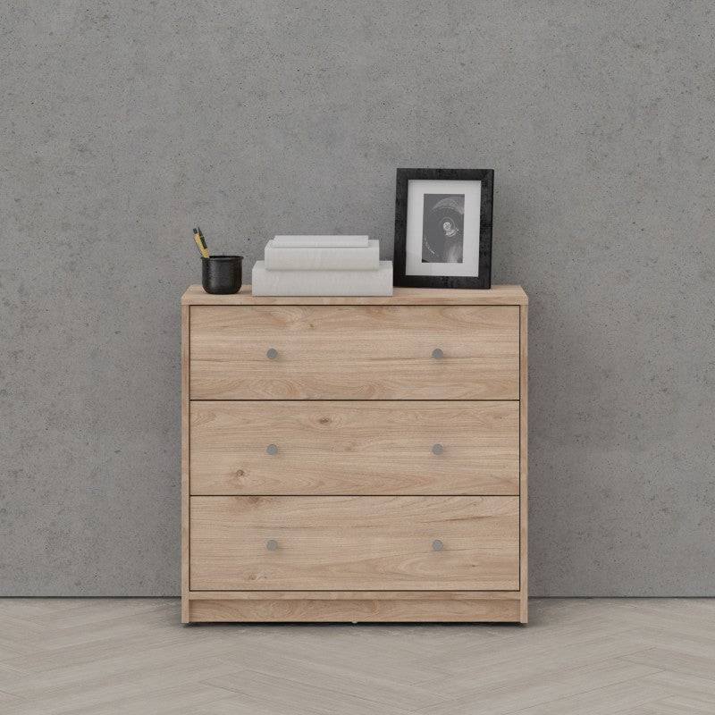 May Chest of 3 Drawers in Jackson Hickory Oak Effect - Price Crash Furniture