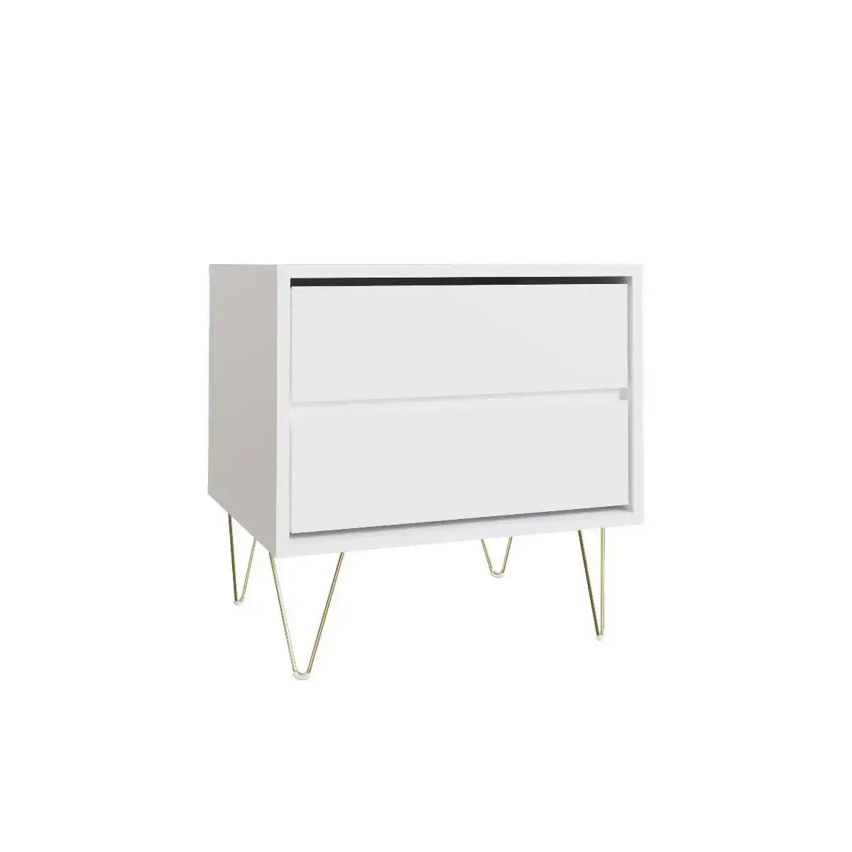Monaco 2 Drawer Bedside in White - Price Crash Furniture