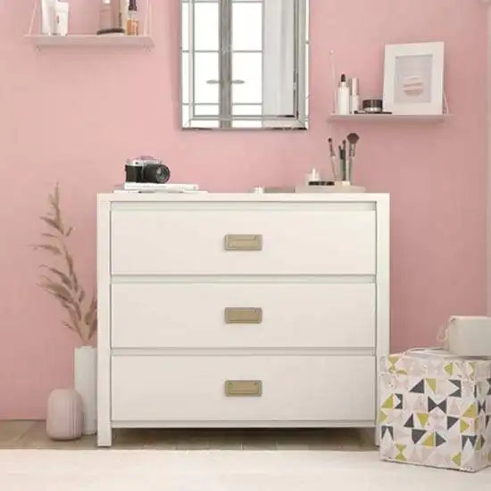 Monarch Hill Haven 3 Drawer Chest of Drawers In White by Dorel - Price Crash Furniture