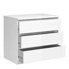 Naia 3 Drawer Chest Of Drawers in White High Gloss - Price Crash Furniture