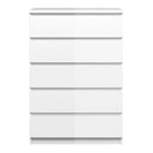 Naia 5 Drawer Chest Of Drawers in White High Gloss - Price Crash Furniture