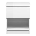 Naia Bedside Table 1 Drawer 1 Shelf in White High Gloss - Price Crash Furniture