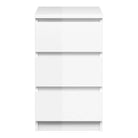 Naia Bedside Table 3 Drawers in White High Gloss - Price Crash Furniture