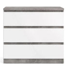 Naia Chest Of 3 Drawers in Concrete Grey and White High Gloss - Price Crash Furniture
