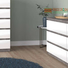 Naia Chest Of 3 Drawers in Concrete Grey and White High Gloss - Price Crash Furniture