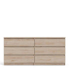 Naia Wide Chest of 6 Drawers (3+3) in Jackson Hickory Oak - Price Crash Furniture